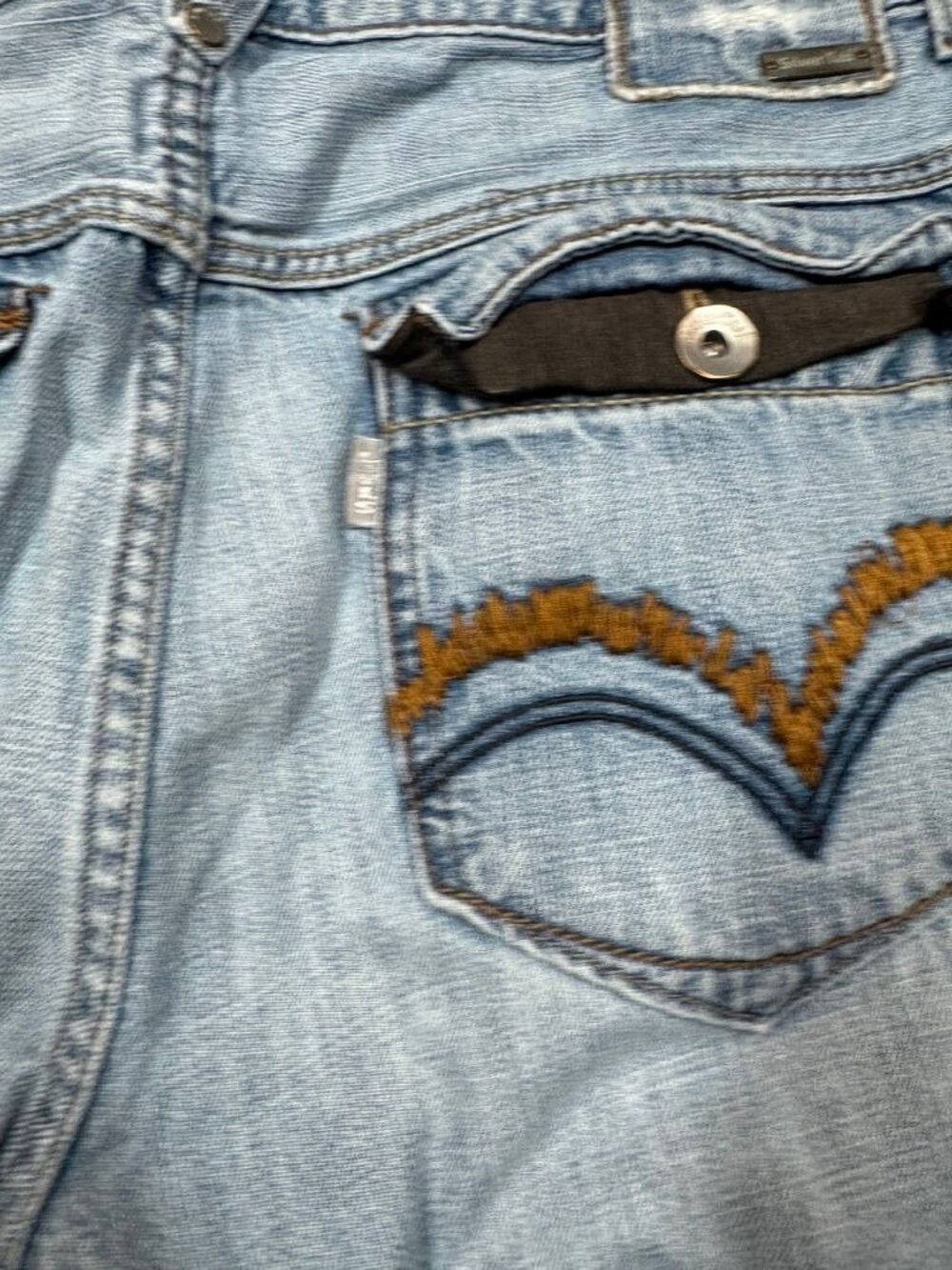 Levi's Silvertab Slim Straight Distressed Blue Jeans Flap Pockets Men's 36x32 - Picture 4 of 8
